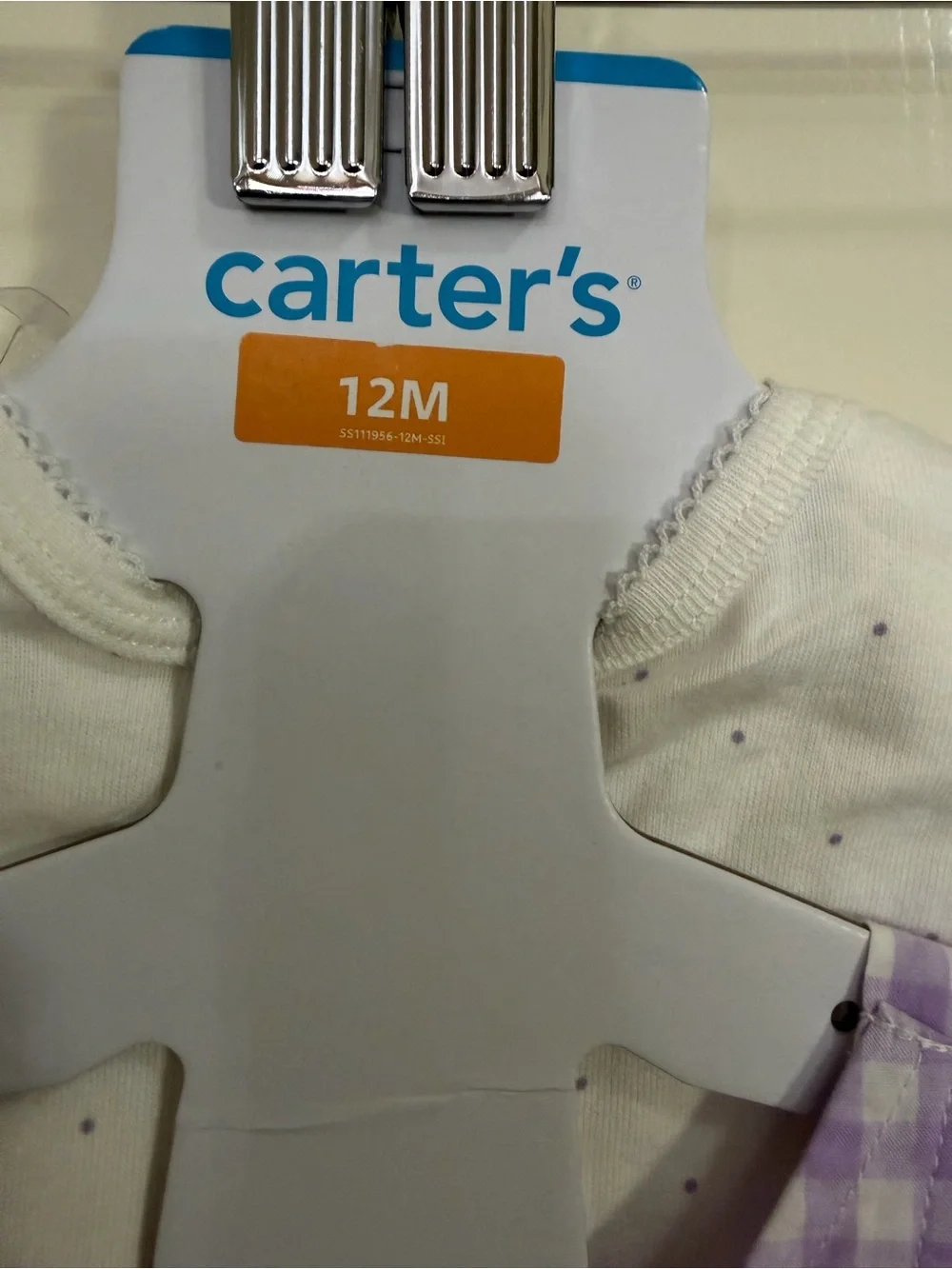 Carter's Lavender Gingham Baby Girls Dress 3 piece Set - 12M (171)